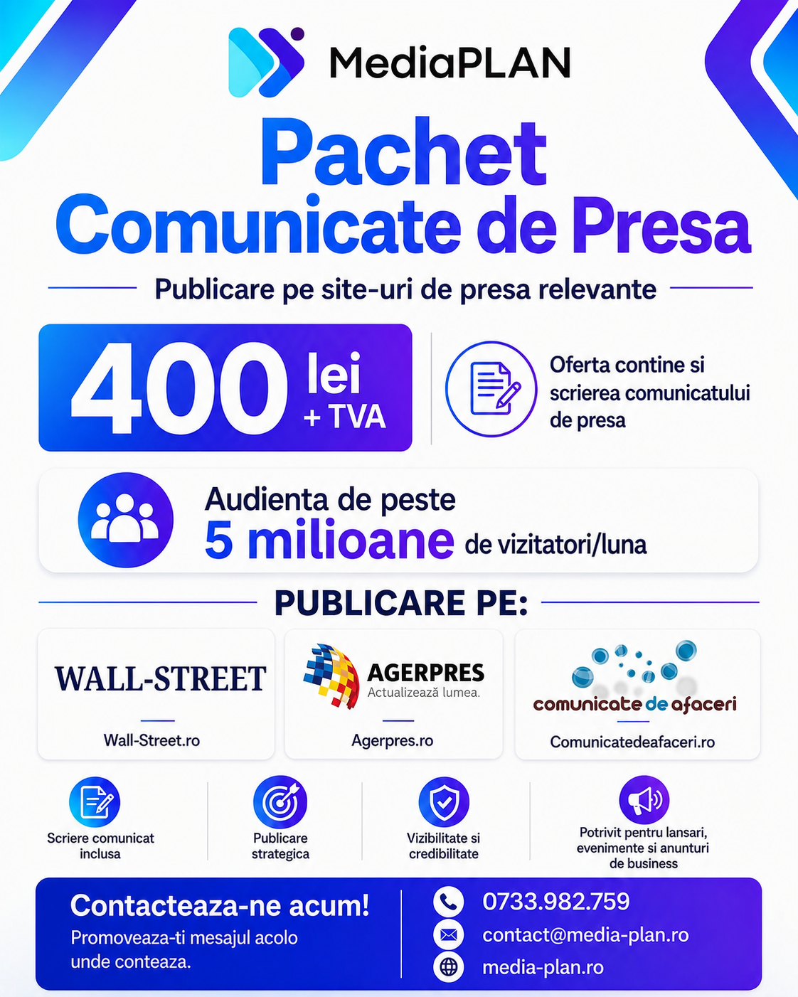 Pachet comunicate de presa pentru afaceri